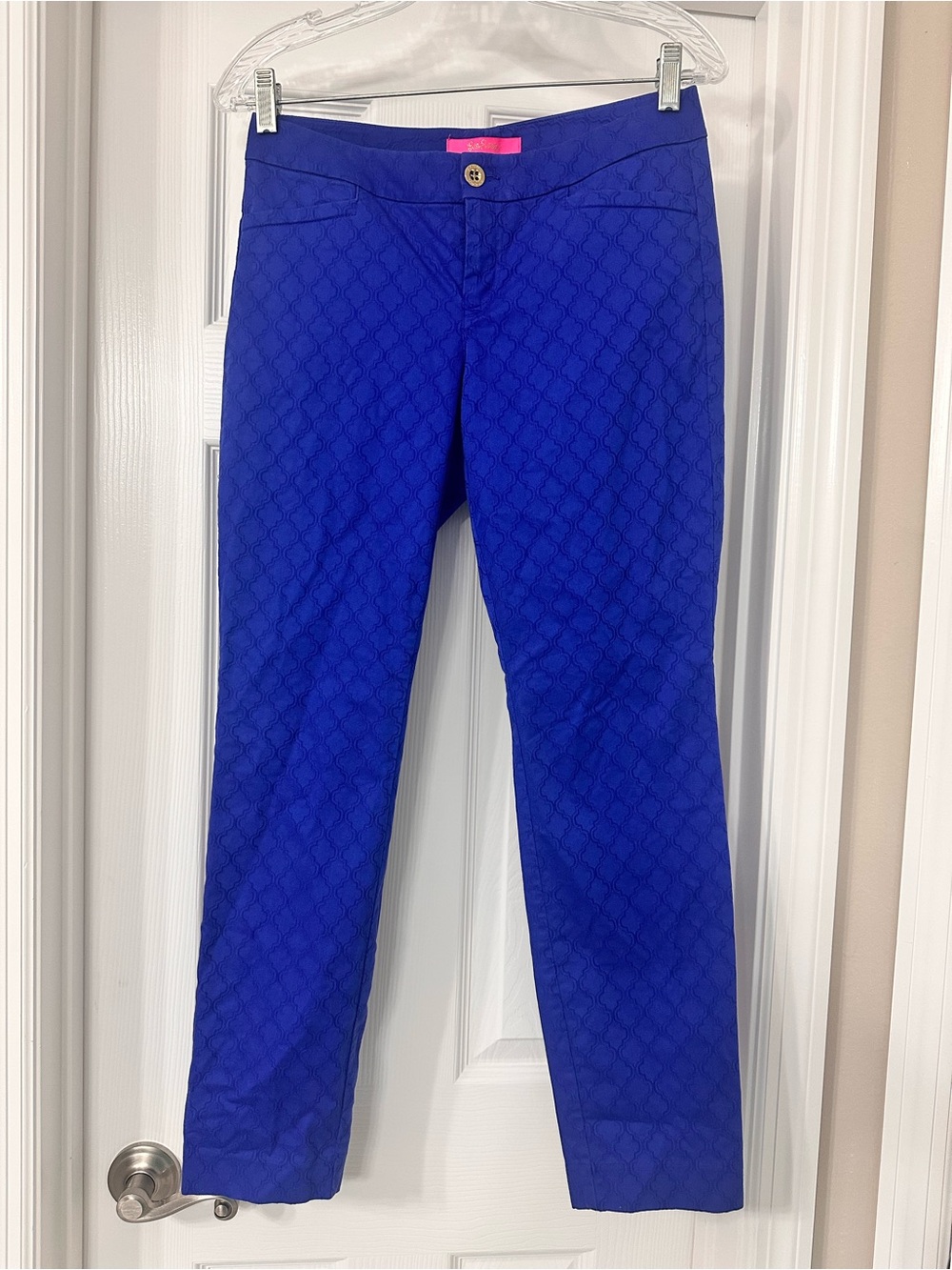 Lilly Pulitzer Bright Cobalt Blue Kelly ankle pant with Geometric Print